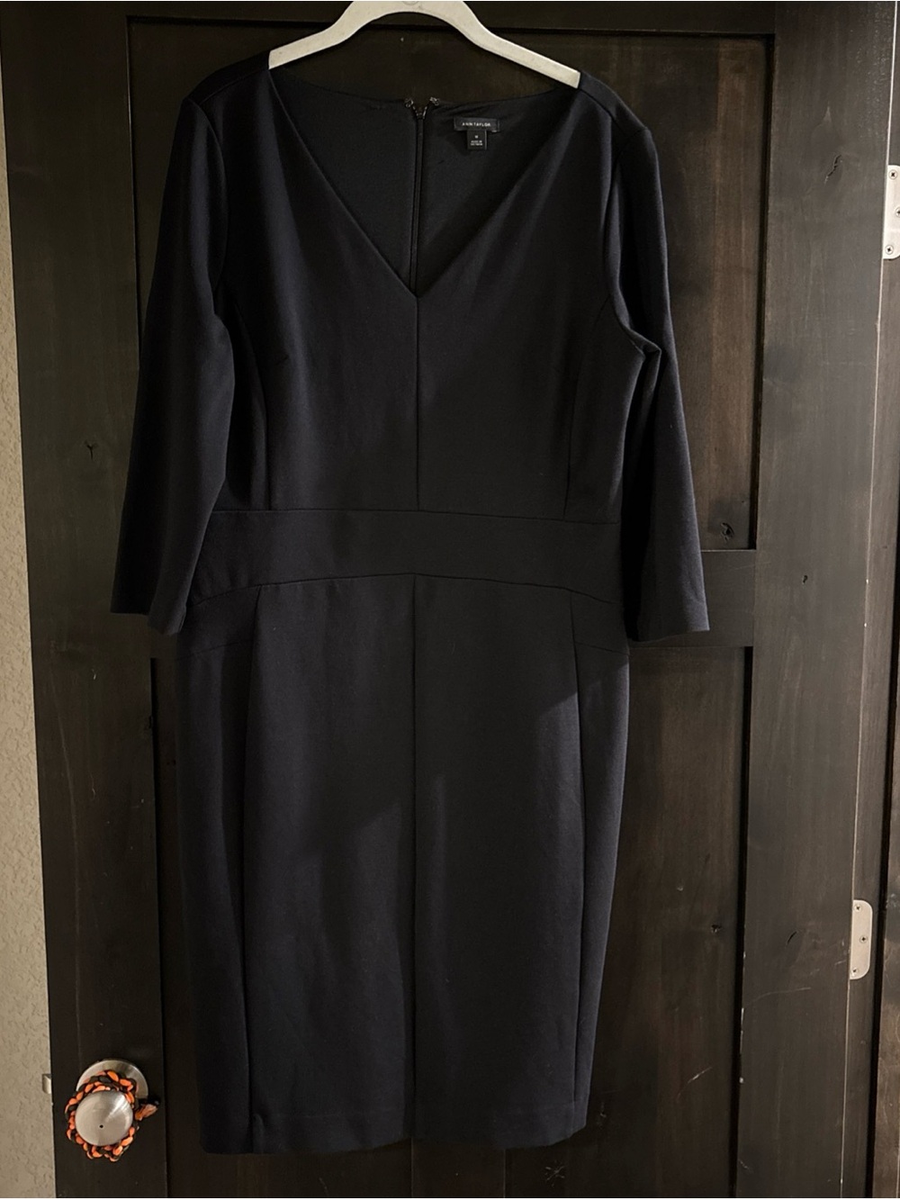 Ann Taylor Black 3/4 Sleeve Knee Length Sheath Dress Women’s Size 10